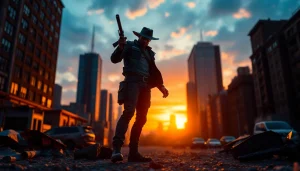 Action-packed scene with a vigilante embodying the essence of Like Reacher.