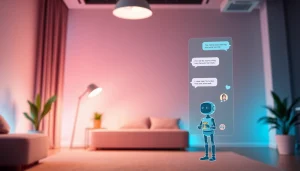 Engaging chat interface representing sex chat AI with friendly digital characters.