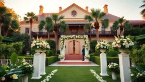 Stunning historic wedding venue Jacksonville FL with elegant outdoor decor and lush gardens.