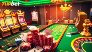 Experience the thrill of online gambling at 7upbet with vibrant casino visuals.