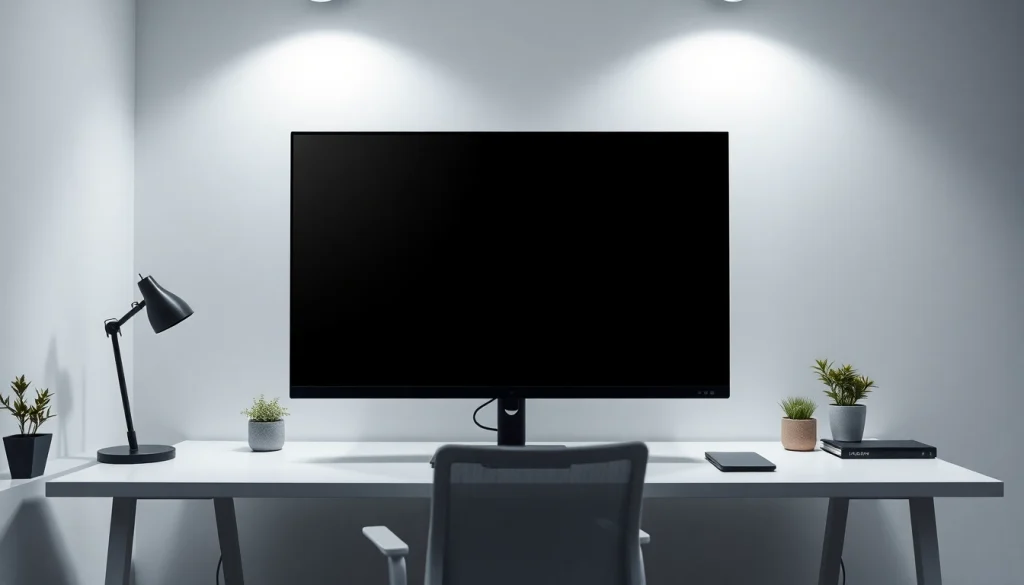 Full black screen (schermo nero) displayed in a modern workspace for focus and minimalism.