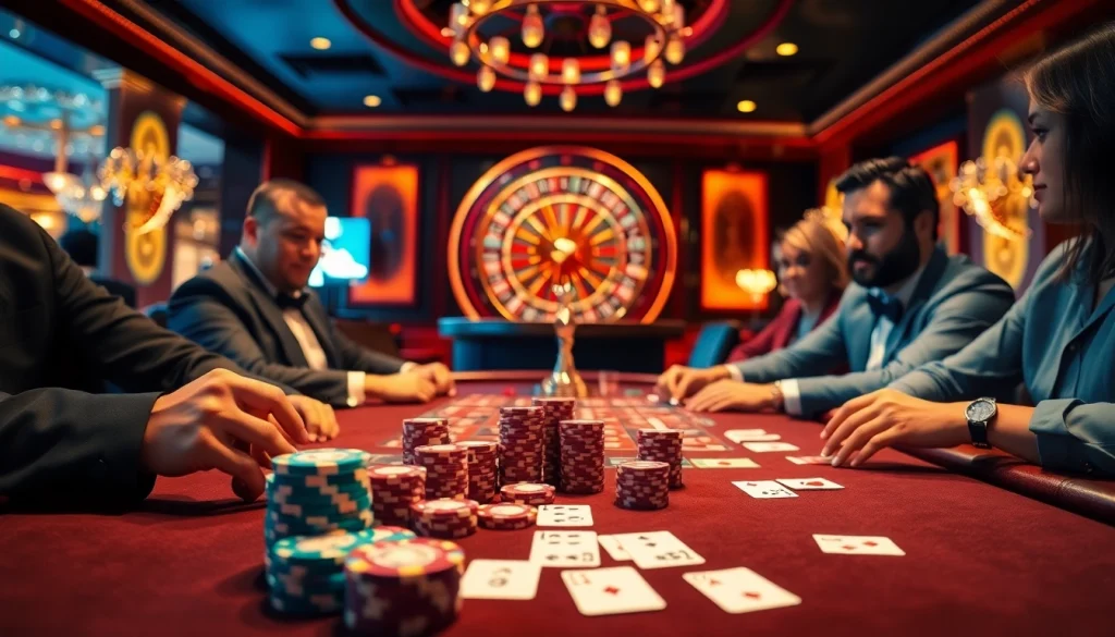 Pemain di meja blackjack menikmati pengalaman kasino yang mendebarkan dengan slip deposit Depo 5K.