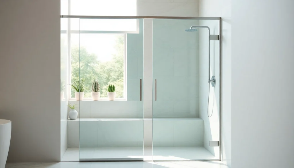 Showcase of premium sliding glass shower doors in a stylish bathroom for modern elegance.