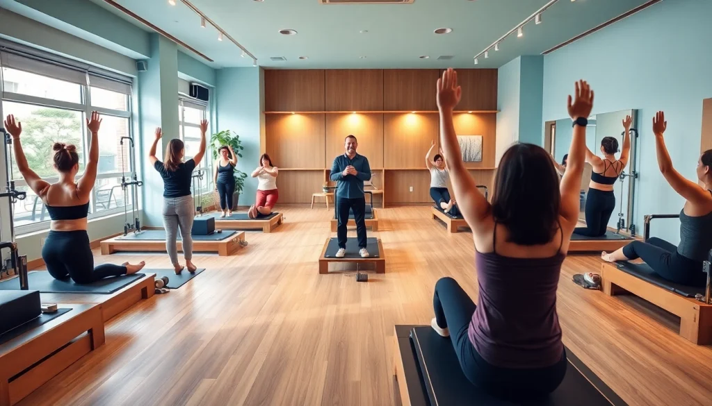 台東区のグループピラティスセッション。ダイナミックな動きとアットホームな雰囲気を特徴としています。